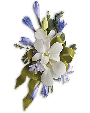 Blue and White Elegance Corsage