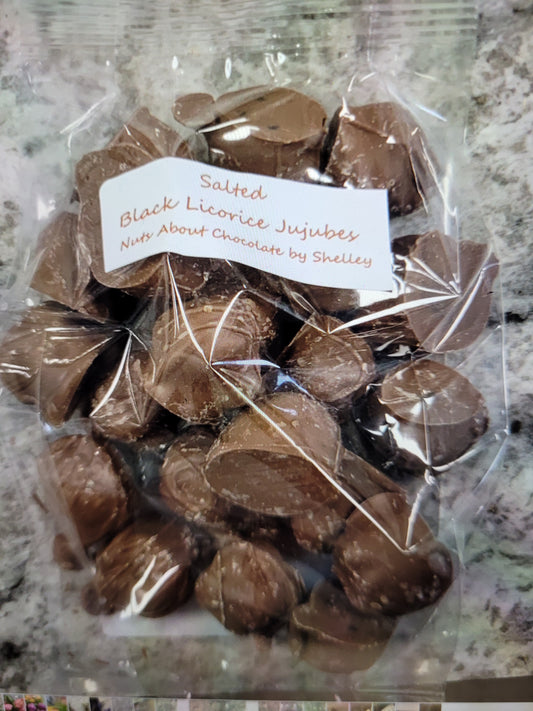 Belgian Chocolates - large salted black licorice jujubes