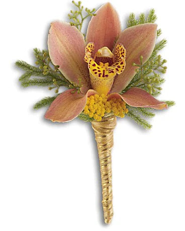 Sunset Orchid Boutonniere