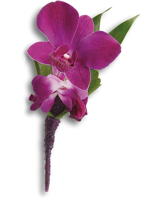 Perfect Purple Orchid Boutonniere